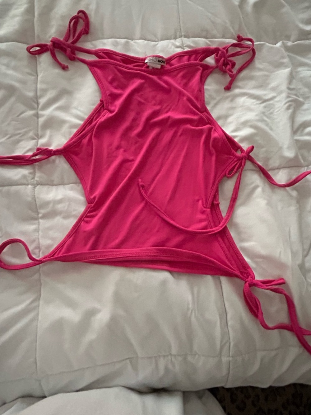 Fashion Nova Pink Tie Crop Top